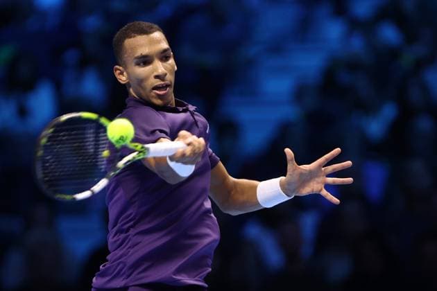 Felix Auger-Aliassime (Canada) controls the ball, day 6, Nitto ATP, Tennis Herren Finals 2025, INALPI Arena, November 14, 2025, Turin, Italy.
