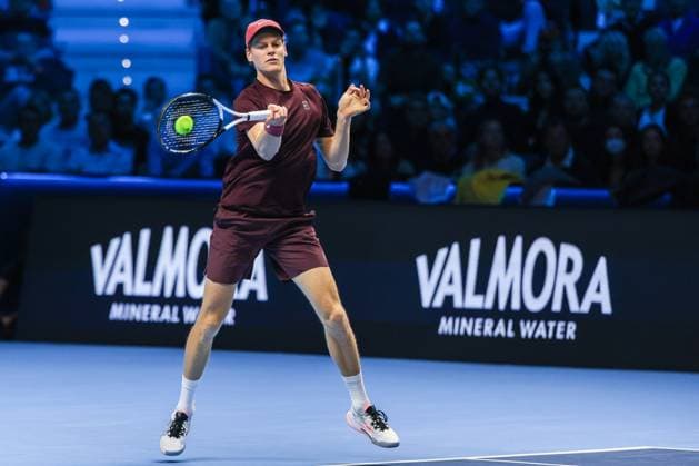 Jannik Sinner of Italy seen in actions during Men s Singles Group Stage match against Ben Shelton of United States on day six of the Nitto ATP, Tennis Herren Finals 2025 at Inalpi Arena in Turin  Copyright: xFabrizioxCarabelli IPAxSportx xipa-agency.netx xx IPA_67957110 IPA_Agency_IPA67957110