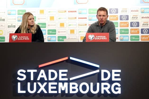 14 11 2025, Football, International match, World Cup Qualification Europe, Germany Luxembourg, Stade de Luxembourg Croix de Gasperich, Luxembourg , Matchday 9, Season 2025 2026 National coach Julian Nagelsmann GER hc at the post-match press conference Regulations prohibit any use of photographs as image sequences and or quasi video Luxembourg