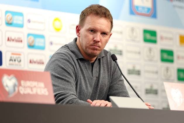 14 11 2025, Football, International match, World Cup Qualification Europe, Germany Luxembourg, Stade de Luxembourg Croix de Gasperich, Luxembourg , Matchday 9, Season 2025 2026 National coach Julian Nagelsmann GER hc at the post-match press conference Regulations prohibit any use of photographs as image sequences and or quasi video Luxembourg