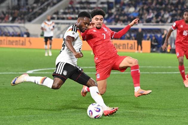 Ridle BAKU GER vs Aiman DARDARI LUX Luxembourg LUX Germany GER Football Laenderspiel, WM Qualifikation Europa Gruppe A, Spieltag 9, matchday9, am 14 1 2025, Stade de Luxembourg, Luxembourg, Â