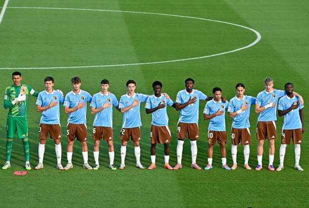 Portugal v Belgium : Round of 32- FIFA U-17 World Cup Qatar 2025 Starting players of Belgium line up prior to the FIFA U-17 World Cup Qatar 2025 Round of 32 match between Portugal and Belgium in Doha, Qatar, on November 14, 2025. DOHA Qatar Copyright: xNOUSHADxTHEKKAYILx