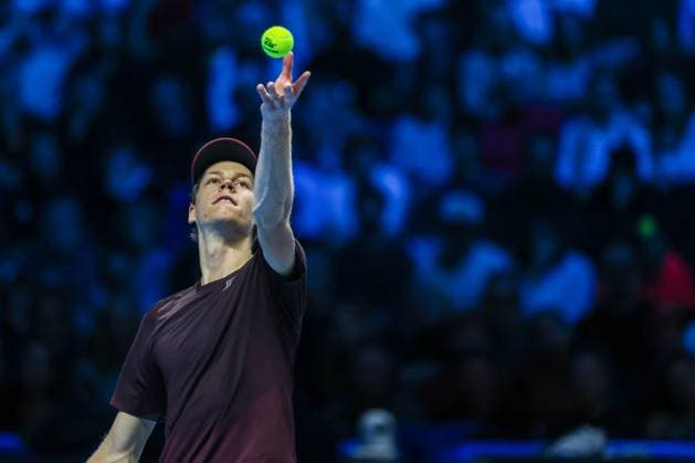 Jannik Sinner of Italy seen in actions during Men s Singles Group Stage match against Ben Shelton of United States on day six of the Nitto ATP, Tennis Herren Finals 2025 at Inalpi Arena in Turin  Copyright: xFabrizioxCarabelli IPAxSportx xipa-agency.netx xx IPA_67956667 IPA_Agency_IPA67956667