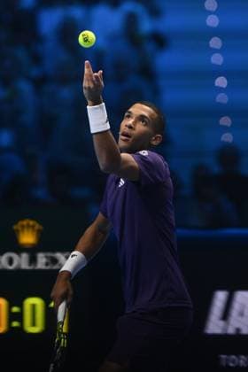 Felix Auger-Aliassime (CAN) during the singles match between Alexander Zverev (GER) and Felix Auger-Aliassime (CAN) during day six of the Nitto ATP, Tennis Herren Finals 2025 at Inalpi Arena on November 14, 2025 in Turin, Italy  Copyright: xDomenicoxCippitelli IPAxSportx xipa-agency.netx xx IPA_67967869 IPA_Agency_IPA67967869