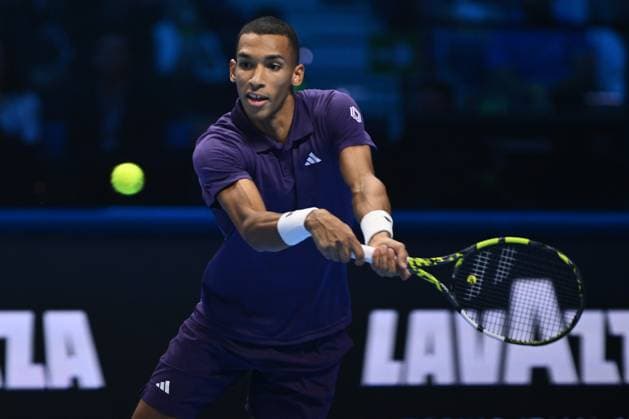 Felix Auger-Aliassime (CAN) during the singles match between Alexander Zverev (GER) and Felix Auger-Aliassime (CAN) during day six of the Nitto ATP, Tennis Herren Finals 2025 at Inalpi Arena on November 14, 2025 in Turin, Italy  Copyright: xDomenicoxCippitelli IPAxSportx xipa-agency.netx xx IPA_67967904 IPA_Agency_IPA67967904