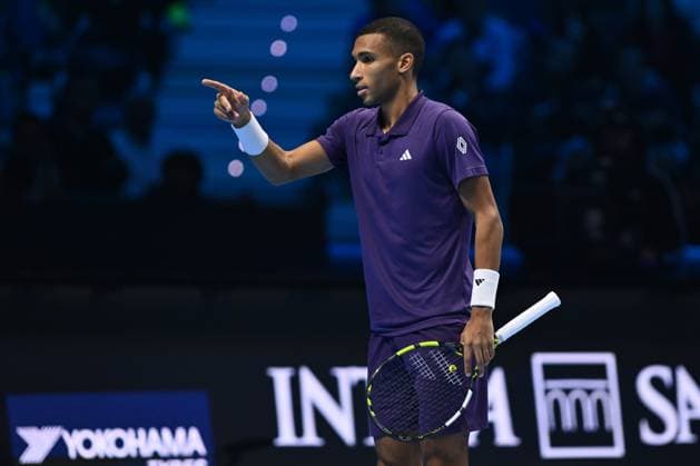 Felix Auger-Aliassime (CAN) during the singles match between Alexander Zverev (GER) and Felix Auger-Aliassime (CAN) during day six of the Nitto ATP, Tennis Herren Finals 2025 at Inalpi Arena on November 14, 2025 in Turin, Italy  Copyright: xDomenicoxCippitelli IPAxSportx xipa-agency.netx xx IPA_67967953 IPA_Agency_IPA67967953