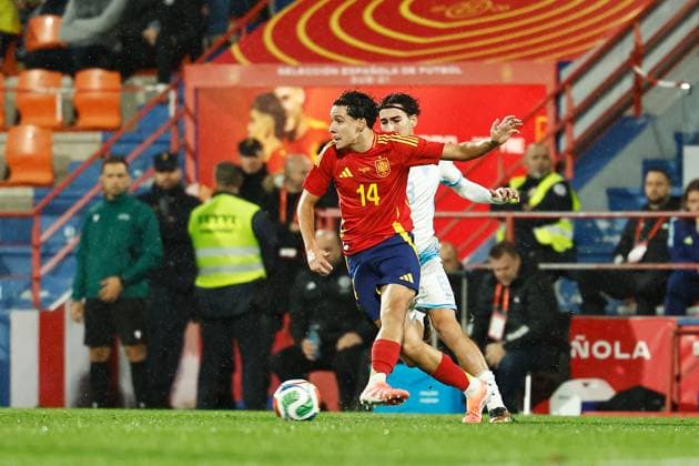 Miguel Carvalho (ESP), NOVEMBER 14, 2025 - Football Soccer : UEFA Under-21 Championship 2027 qualifying round match between U21, U 21 Spain - U21 San Marino at the Estadio Angel Carro in Lugo, Spain. Noxthirdxpartyxsales  aflo_310442517
