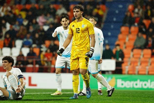 Pietro Amici (SMR), NOVEMBER 14, 2025 - Football Soccer : UEFA Under-21 Championship 2027 qualifying round match between U21, U 21 Spain - U21 San Marino at the Estadio Angel Carro in Lugo, Spain. Noxthirdxpartyxsales  aflo_310442518