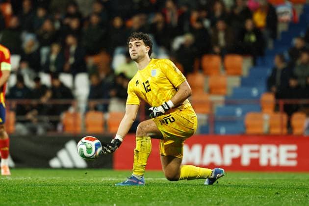 Pietro Amici (SMR), NOVEMBER 14, 2025 - Football Soccer : UEFA Under-21 Championship 2027 qualifying round match between U21, U 21 Spain - U21 San Marino at the Estadio Angel Carro in Lugo, Spain. Noxthirdxpartyxsales  aflo_310442529