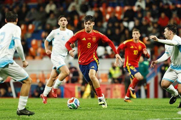 Rodrigo Mendoza (ESP), NOVEMBER 14, 2025 - Football Soccer : UEFA Under-21 Championship 2027 qualifying round match between U21, U 21 Spain - U21 San Marino at the Estadio Angel Carro in Lugo, Spain. Noxthirdxpartyxsales  aflo_310442563