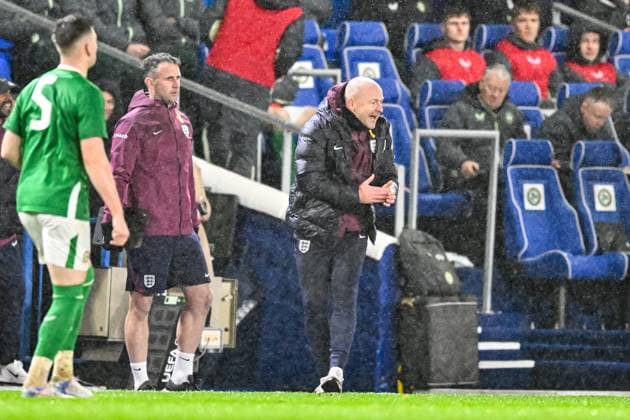 14th November 2025; St Andrews, Birmingham, Midlands, England; UEFA European Under 21 Championship Qualifying, England versus Republic of Ireland; England U21, U 21 Head Coach Lee Carsley shouts instructions to his team  GodfreyxPitt