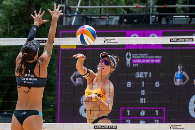 Beach Volleyball World Championships Adelaide, Australia 15 11 2025 ADELAIDE, AUSTRALIA NOVEMBER 15 Svenja Müller Player 1, GER , Cinja Tillmann Player 2 during the Beach Volleyball World Championships at Adelaide on November 15, 2025 in Adelaide, Australia Copyright: xBEAUTIFULxSPORTS PeterxWeberx