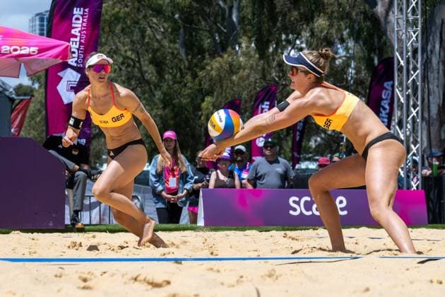 Beach Volleyball World Championships Adelaide, Australia 15 11 2025 ADELAIDE, AUSTRALIA NOVEMBER 15 Svenja Müller Player 1, GER , Cinja Tillmann Player 2 during the Beach Volleyball World Championships at Adelaide on November 15, 2025 in Adelaide, Australia Copyright: xBEAUTIFULxSPORTS PeterxWeberx