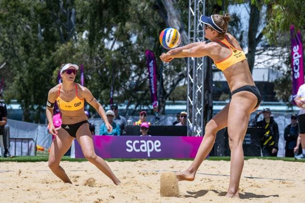 Beach Volleyball World Championships Adelaide, Australia 15 11 2025 ADELAIDE, AUSTRALIA NOVEMBER 15 Svenja Müller Player 1, GER , Cinja Tillmann Player 2 during the Beach Volleyball World Championships at Adelaide on November 15, 2025 in Adelaide, Australia Copyright: xBEAUTIFULxSPORTS PeterxWeberx