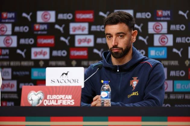 Bruno Fernandes during the press conference, PK, Pressekonferenz ahead of the match between Portugal and Armenia, valid for qualification for the 2026 World Cup at Estadio do Drag‹o on 15 November 2026 Porto Estadio do Dragao Porto Portugal Copyright: xIMAGOx xPRIMExSPORTSxIMAGESx xFILIPExOLIVEIRAx
