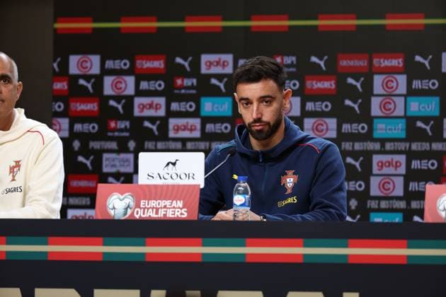 Bruno Fernandes during the press conference, PK, Pressekonferenz ahead of the match between Portugal and Armenia, valid for qualification for the 2026 World Cup at Estadio do Drag‹o on 15 November 2026 Porto Estadio do Dragao Porto Portugal Copyright: xIMAGOx xPRIMExSPORTSxIMAGESx xFILIPExOLIVEIRAx