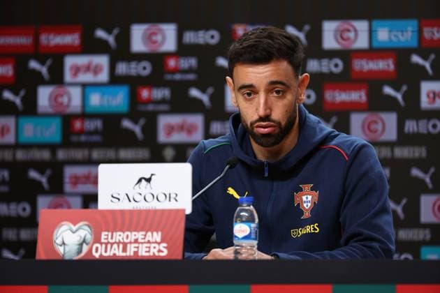 Bruno Fernandes during the press conference, PK, Pressekonferenz ahead of the match between Portugal and Armenia, valid for qualification for the 2026 World Cup at Estadio do Drag‹o on 15 November 2026 Porto Estadio do Dragao Porto Portugal Copyright: xIMAGOx xPRIMExSPORTSxIMAGESx xFILIPExOLIVEIRAx