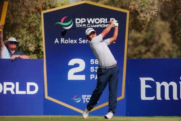 DUBAI, UNITED ARAB EMIRATES - 15.11.2025: Kazuma KOBORI (NZL) DP World Tour Championship Dubai at Jumeirah Golf Estates on November 15, 2025 in Dubai, United Arab Emirates.