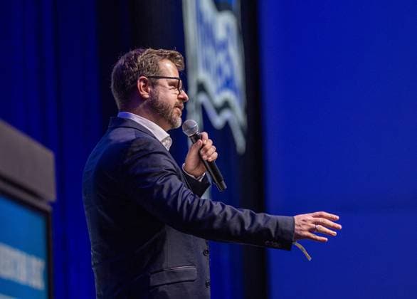 Football, Men, Season 2025 26, Hertha BSC, Annual General Meeting at Messe Berlin, President Fabian Drescher Hertha BSC , 15 11 2025, Copyright: xSebastianxRäppold MatthiasxKochx