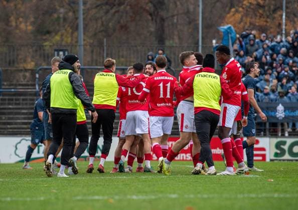 Football, Men, Season 2025 2026, Brandenburg State Cup quarter-final , SV Babelsberg 03 FC Energie Cottbus, Cottbuser jubilation after goal to 2 3 by Tolcay Cigerci Energie Cottbus , 15 11 2025, Copyright: xSebastianxRäppold MatthiasxKochx