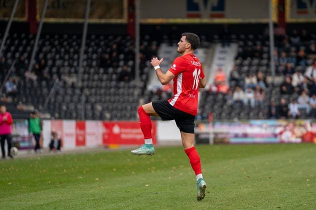 Goal celebration at 1 0 by Mert Tasdelen SG Sonnenhof Großaspach, 10 , SG Sonnenhof Großaspach vs SV Stuttgarter Kickers, Football, Regionalliga Südwest, Matchday 17, Season 2025 2026, 15 11 2025 SG Sonnenhof Großaspach vs SV Stuttgarter Kickers, Football, Regionalliga Südwest, Matchday 17, Season 2025 2026, 15 11 2025 Aspach Copyright: xEibner-Pressefoto PhilipxZieglerx EP_PZR