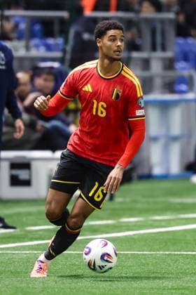 Belgium s Koni De Winter pictured in action during a soccer game between Kazakhstan and Belgium s Red Devils, Saturday 15 November 2025 in Astana, Kazakhstan, qualification game 7 8 for the 2026 FIFA World Cup, WM, Weltmeisterschaft, Fussball VIRGINIExLEFOUR  x141769821x