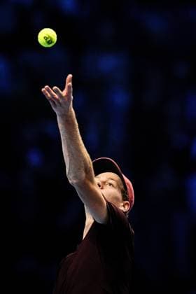 Italy s Jannik Sinner serves against Australia s Alex de Minaur during the singles semi-finals tennis match of the ATP, Tennis Herren World Tour Finals at the Inalpi Arena in Turin, Italy - Saturday, Nov. 15, 2025. -  Copyright: xMarcoxAlpozzi LaPressex