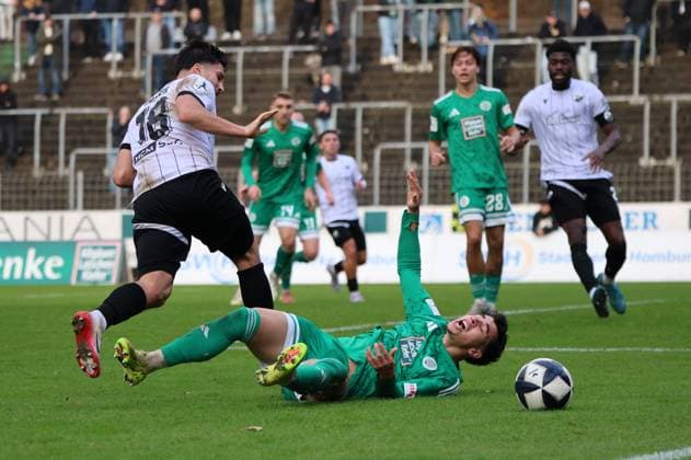 15 11 2025, Football, Men, Regionalliga Südwest, Season 2025 2026, FC 08 Homburg SV Sandhausen, Nicolas Jörg FC 08 Homburg , Berk Inaler SV Sandhausen Homburg Waldstadion Saarland Germany DEU Copyright: xSebastianxBachx
