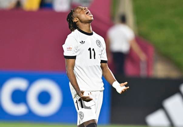 Germany v Burkina Faso: Round of 32- FIFA U-17 World Cup Qatar 2025 Wisdom Mike of Germany reacts during the FIFA U-17 World Cup Qatar 2025 Round of 32 match between Germany and Burkina Faso in Doha, Qatar, on November 15, 2025. DOHA Qatar Copyright: xNOUSHADxTHEKKAYILx
