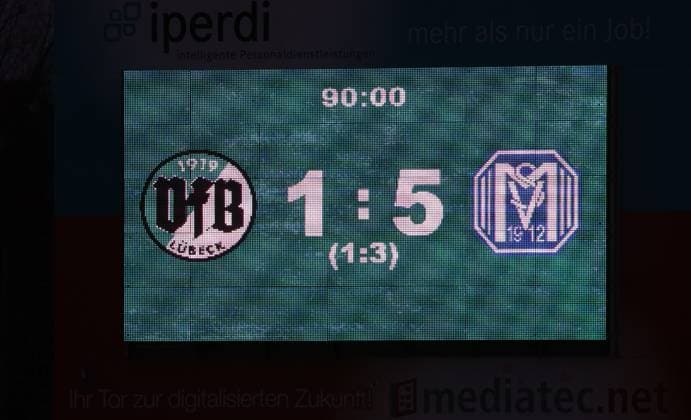 Football, Men, Season 2025 2026, RL Nord, VfB Luebeck vs SV Meppen 1 5 DFL REGULATIONS PROHIBIT ANY USE OF PHOTOGRAPHS AS IMAGE SEQUENCES AND OR QUASI VIDEO