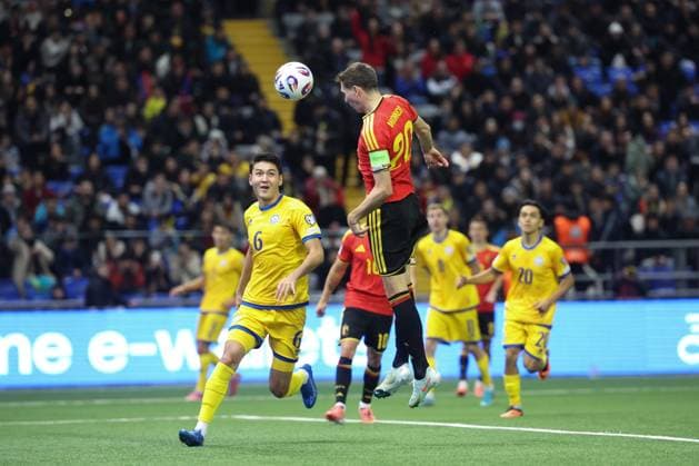 Belgium s Hans Vanaken scores a goal during a soccer game between Kazakhstan and Belgium s Red Devils, Saturday 15 November 2025 in Astana, Kazakhstan, qualification game 7 8 for the 2026 FIFA World Cup, WM, Weltmeisterschaft, Fussball VIRGINIExLEFOUR  x141778268x