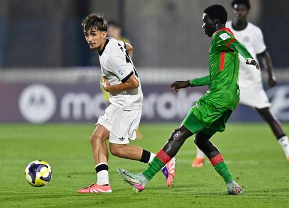 Germany v Burkina Faso: Round of 32- FIFA U-17 World Cup Qatar 2025 Eba Bekir Is of Germany and Mohamed Zongo of Burkina Faso in action during the FIFA U-17 World Cup Qatar 2025 Round of 32 match between Germany and Burkina Faso in Doha, Qatar, on November 15, 2025. DOHA Qatar Copyright: xNOUSHADxTHEKKAYILx
