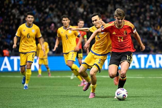 Kazakhstan v Belgium - FIFA World Cup, WM, Weltmeisterschaft, Fussball 2026 UEFA Qualifiers NUR-SULTAN, KAZAKHSTAN - NOVEMBER 15 : De Ketelaere Charles midfielder of Belgium in action during the FIFA World Cup 2026 UEFA European Qualifiers group J match between Kazakhstan and Belgium on November 15, 2025 in Nur-Sultan, Kazakhstan, 15 11 2025 Nur-Sultan Kazakhstan  Copyright: xJanxDexMeuleneirx