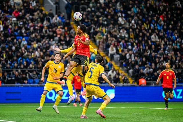Kazakhstan v Belgium - FIFA World Cup, WM, Weltmeisterschaft, Fussball 2026 UEFA Qualifiers NUR-SULTAN, KAZAKHSTAN - NOVEMBER 15 : Openda Lois forward of Belgium in action during the FIFA World Cup 2026 UEFA European Qualifiers group J match between Kazakhstan and Belgium on November 15, 2025 in Nur-Sultan, Kazakhstan, 15 11 2025 Nur-Sultan Kazakhstan  Copyright: xJanxDexMeuleneirx