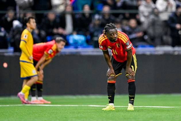 Kazakhstan v Belgium - FIFA World Cup, WM, Weltmeisterschaft, Fussball 2026 UEFA Qualifiers NUR-SULTAN, KAZAKHSTAN - NOVEMBER 15 : Doku Jeremy forward of Belgium dejected after the game during the FIFA World Cup 2026 UEFA European Qualifiers group J match between Kazakhstan and Belgium on November 15, 2025 in Nur-Sultan, Kazakhstan, 15 11 2025 Nur-Sultan Kazakhstan  Copyright: xJanxDexMeuleneirx