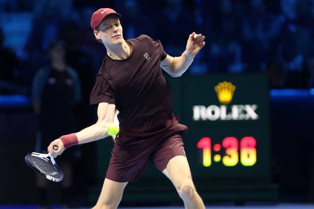 Jannik Sinner vs Alex De Minaur Jannik Sinner of Italy in action during the semi-final singles match between Jannik Sinner of Italy and Alex De Minaur of Australia on Day seven of the Nitto ATP, Tennis Herren World Tour Finals. Torino Inalpi Arena Italy Copyright: xMarcoxCanonierox