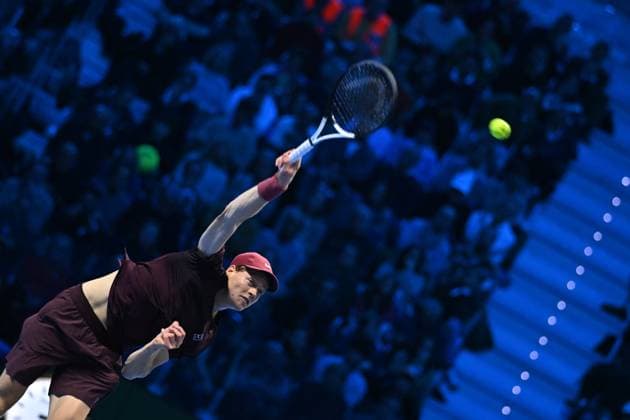 2025 Nitto ATP, Tennis Herren Finals - Torino Jannik Sinner (ITA) during his semi final match at the 2025 Nitto ATP Finals in Torino, ITALY, on November 15, 2025. Photo by Corinne Dubreuil ABACAPRESS.COM Torino Italy  Copyright: xDubreuilxCorinne ABACAx