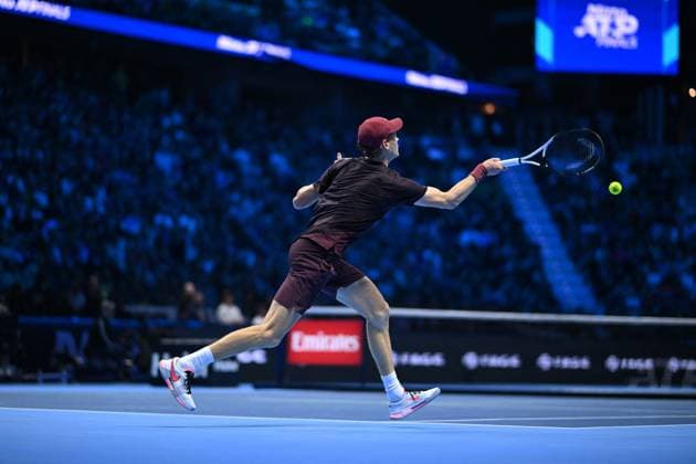 2025 Nitto ATP, Tennis Herren Finals - Torino Jannik Sinner (ITA) during his semi final match at the 2025 Nitto ATP Finals in Torino, ITALY, on November 15, 2025. Photo by Corinne Dubreuil ABACAPRESS.COM Torino Italy  Copyright: xDubreuilxCorinne ABACAx