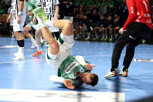 DEU, DHB, 1 HBL, Fuechse Berlin vs THW Kiel, 15 11 2025, Max Schmeling Halle, Berlin, DEU, DHB, 1 HBL, Fuechse Berlin vs THW Kiel, in the picture Mathias Gidsel Fuechse Berlin 19 nordphotoxGmbHx xEngler nph00076