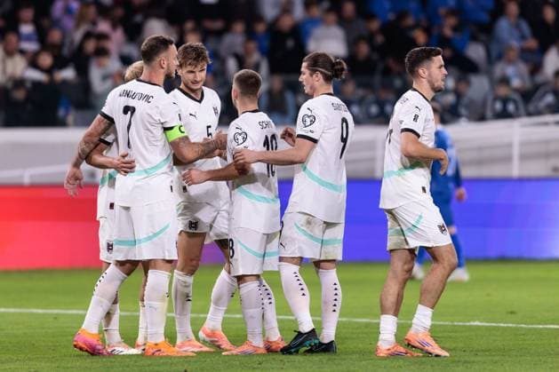 SOCCER - FIFA WC quali, CYP vs AUT LIMASSOL,CYPRUS,15.NOV.25 - SOCCER - FIFA World Cup, WM, Weltmeisterschaft, Fussball 2026, European Qualifiers, group stage, OEFB international match, Länderspiel, Nationalmannschaft Cyprus vs Austria. Image shows the rejoicing of AUT with Marko Arnautovic (AUT).  GEPAxpictures xArminxRauthner