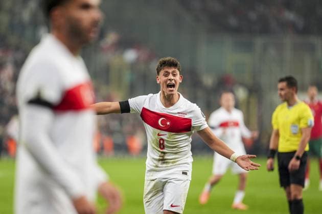Turkiye v Bulgaria - 2026 FIFA World Cup, WM, Weltmeisterschaft, Fussball UEFA Qualifiers BURSA, TURKIYE - NOVEMBER 15: Arda Guler of Turkiye reacts during the 2026 FIFA World Cup UEFA Qualifiers Group E football match between Turkiye and Bulgaria at Ataturk Sports Complex Matli Stadium in Bursa, Turkiye, on November 15, 2025. Arife Karakum Anadolu Bursa Turkey. Editorial use only. Please get in touch for any other usage.  Copyright: x2025xAnadoluxArifexKarakumx