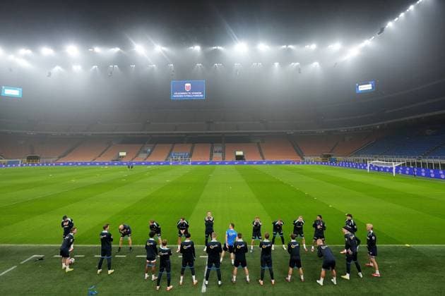 Norway Õs team during the training session the day before the match between Italy and Norway at the San Siro stadium , Milan , north Italy - Saturday , November 15 , 2025. - Soccer .  Copyright: xSpada LaPressex