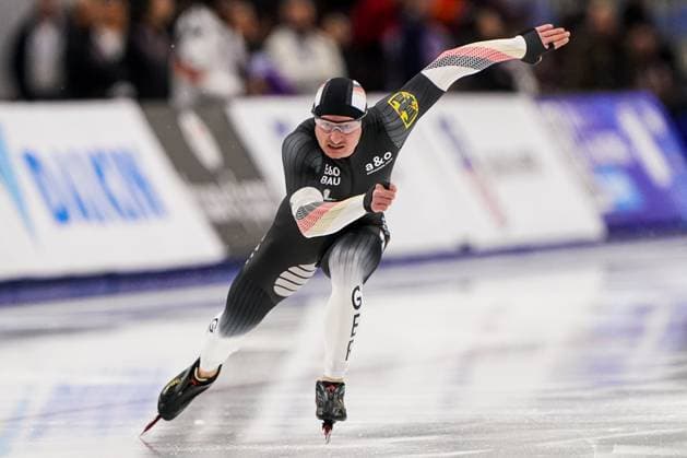 2025-11-15 - ISU World Cup Speed skating, Eisschnelllauf 1 - B Group SALT LAKE CITY, USA - NOVEMBER 15: Maximilian Strube of Germany during the ISU World Cup Speed Skating 1 - B Group at the Utah Olympic Oval on November 15, 2025 in Salt Lake City, USA Salt Lake City Utah Olympic Oval USA Content not available for redistribution in The Netherlands directly or indirectly through any third parties. Copyright: xAndrexWeeningx
