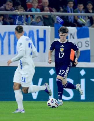 Ben Gannon-Doak of Scotland in action against Kostas Tsimikas of Greece Greece v Scotland, FIFA 2026 World Cup Qualifying, Group C, Football, Georgios Karaiskakis Stadium, Athens, Greece - 15 Nov 2025Athens Georgios Karaiskakis Stadium Greece EDITORIAL USE ONLY No use with unauthorised audio, video, data, fixture lists, club league logos or live services. Online in-match use limited to 120 images, no video emulation. No use in betting, games or single club league player publications. Copyright: xGeorgexTewkesbury Shutterstockx 15786154bt