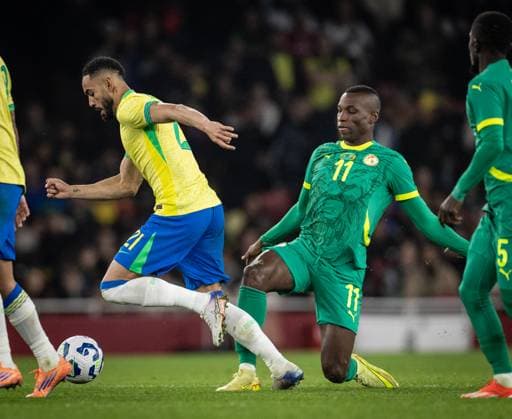Brazil x Senegal Matheus in action during game against Senegal at Emirates stadium in London, UK, today November 15, 2024. Copyright: xx 0L3A1345