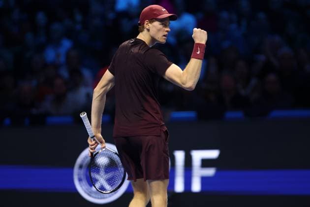 Jannik Sinner vs Alex De Minaur Jannik Sinner of Italy celebrates during the semi-final singles match between Jannik Sinner of Italy and Alex De Minaur of Australia on Day seven of the Nitto ATP, Tennis Herren World Tour Finals. Torino Inalpi Arena Italy Copyright: xMarcoxCanonierox