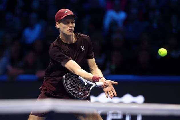 Jannik Sinner vs Alex De Minaur Jannik Sinner of Italy in action during the semi-final singles match between Jannik Sinner of Italy and Alex De Minaur of Australia on Day seven of the Nitto ATP, Tennis Herren World Tour Finals. Torino Inalpi Arena Italy Copyright: xMarcoxCanonierox