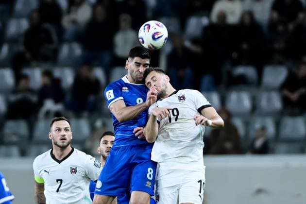 November 15, 2025, Limassol, Limassol, Cyprus: IOANNIS KOUSOULOS (8) of Cyprus and CHRISTOPH BAUMGARTNER (19) of Austria in action during the UEFA Europeans Qualifiers World Cup 2026 Group H match between Cyprus and Austria at Alphamega Stadium in Kolossi,Limassol on 15 November 2025 Limassol Cyprus - ZUMAk195 20251115_znp_k195_059 Copyright: xXenophonxKarakalosx
