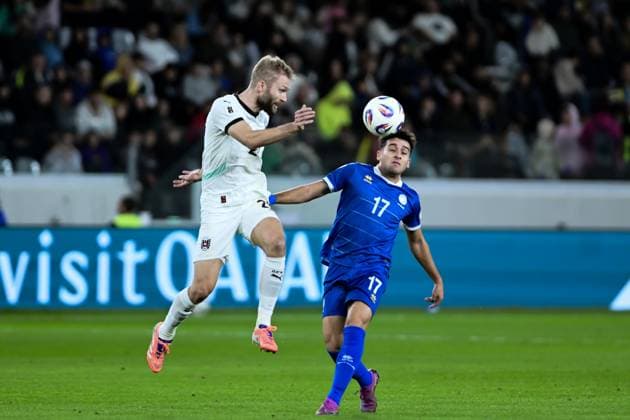 November 15, 2025, Limassol, Limassol, Cyprus: KONRAD LAIMER (20) of Austria and ANTREAS SHIKKIS (17) of Cyprus in action during the UEFA Europeans Qualifiers World Cup 2026 Group H match between Cyprus and Austria at Alphamega Stadium in Kolossi,Limassol on 15 November 2025 Limassol Cyprus - ZUMAk195 20251115_znp_k195_060 Copyright: xXenophonxKarakalosx