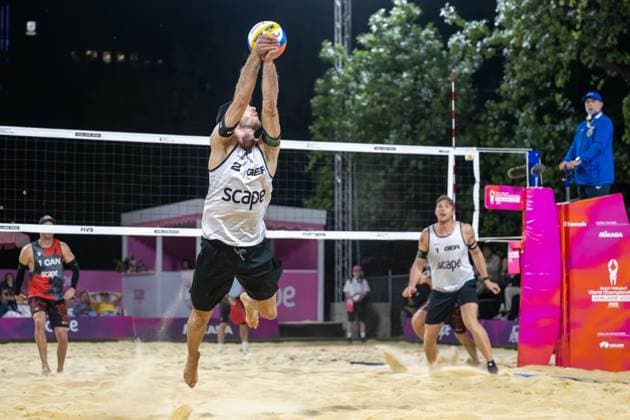 Beach Volleyball World Championships Adelaide, Australia 15 11 2025 ADELAIDE, AUSTRALIA NOVEMBER 15 Clemens Wickler Player 2, GER , Nils Ehlers Player 1 during the Beach Volleyball World Championships at Adelaide on November 15, 2025 in Adelaide, Australia Copyright: xBEAUTIFULxSPORTS PeterxWeberx